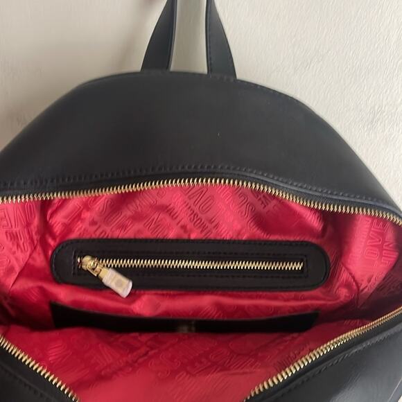 Love Moschino detachable pocket backpack with chain in black main image 4